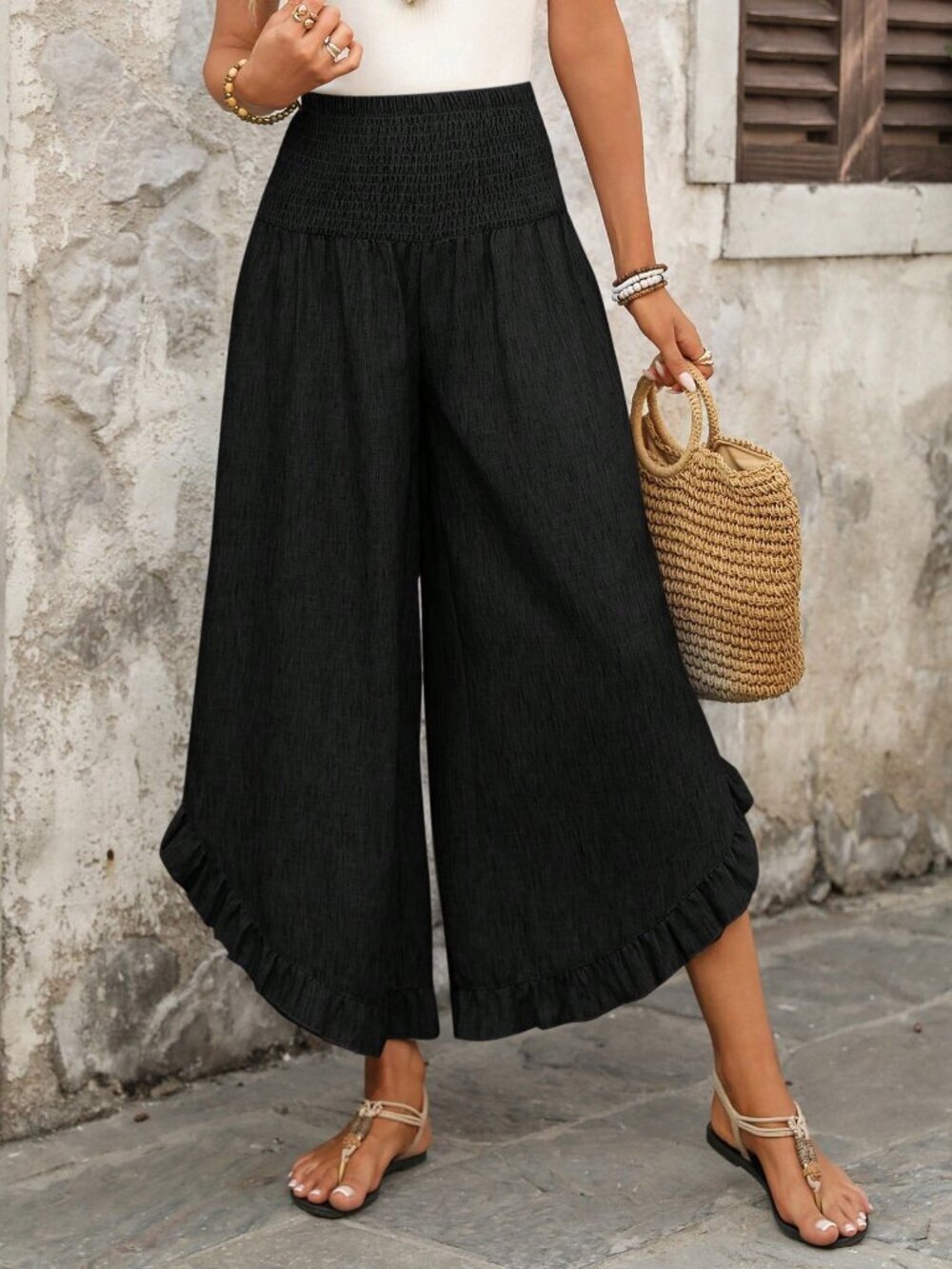 Black Boho Women's Pants